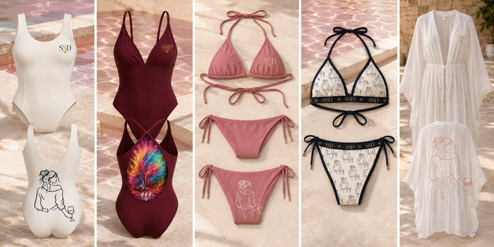 SSD One-Piece Swimsuit — catalog design preview with related collection pieces