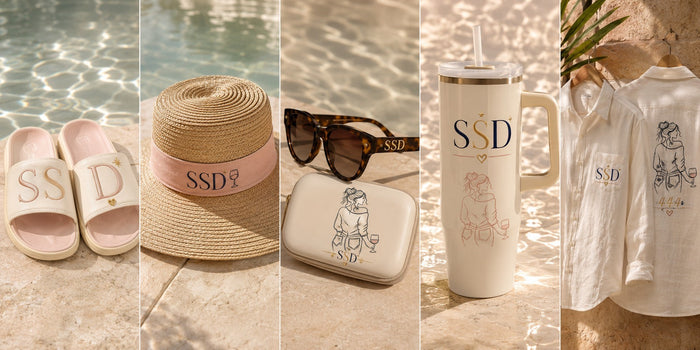 Wine-on-Vacation Sunglasses — catalog design preview with related collection pieces