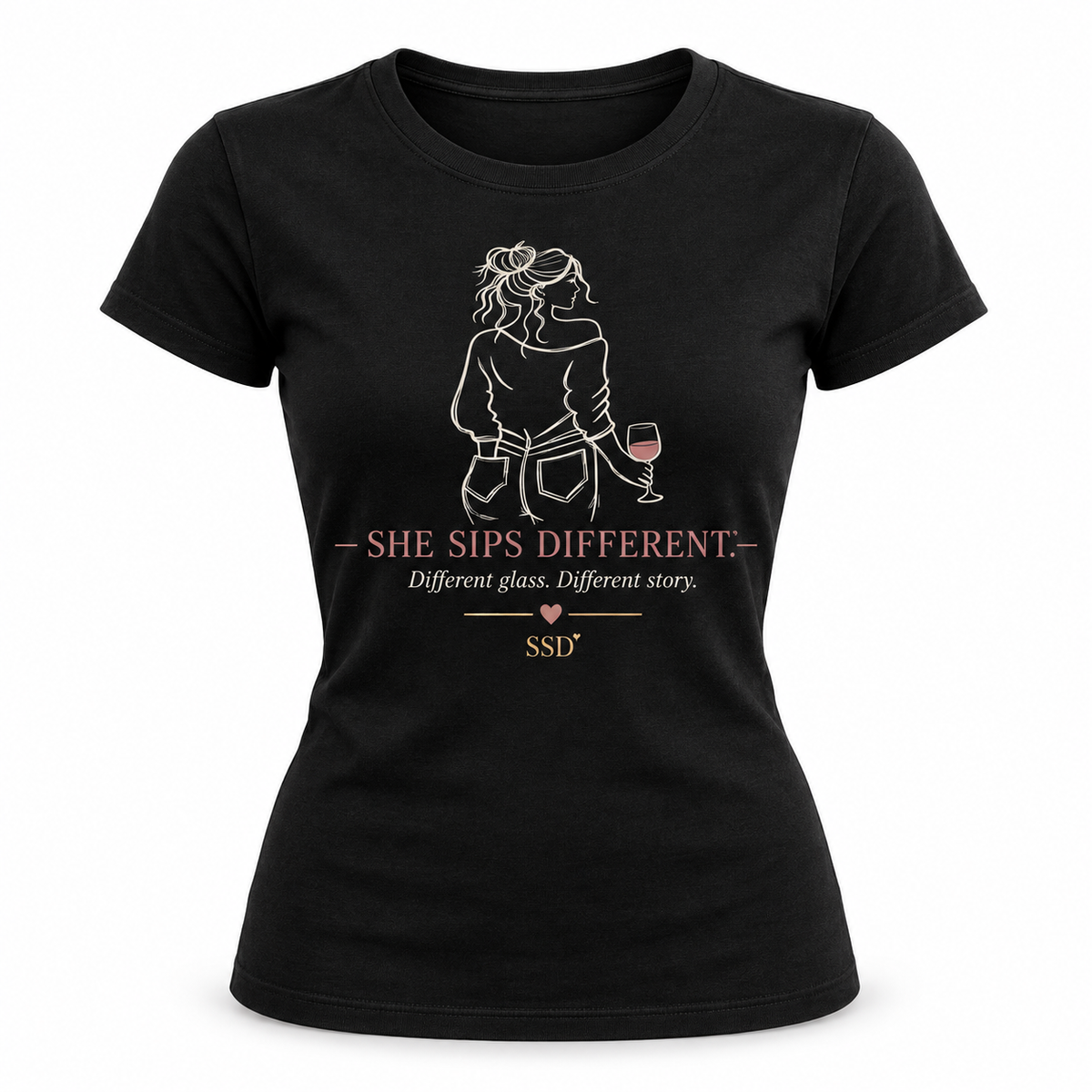 She Sips Fitted Tee individual product mockup